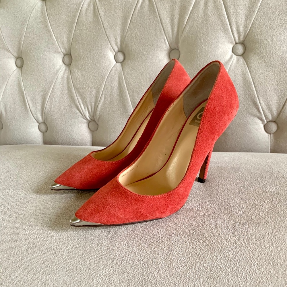 DV Suede Leather Pumps Coral Red Size 6